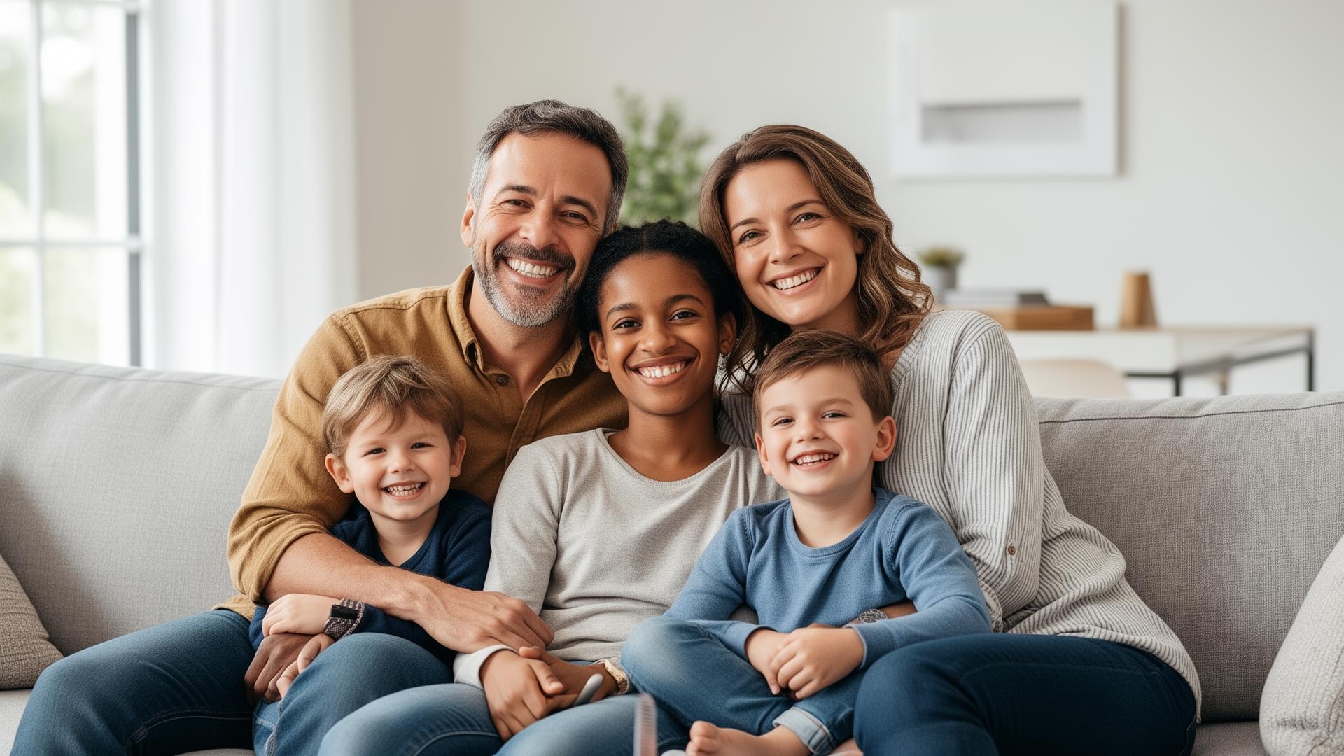 Zufriedene Familie zu Hause